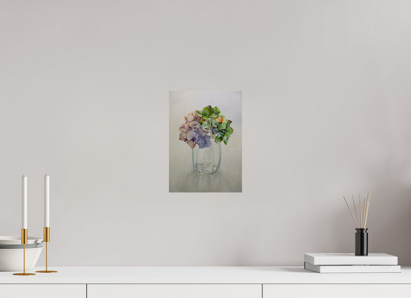Hortensia in glazen vaasje