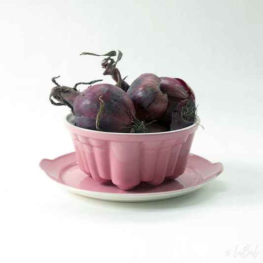 Rode uien in puddinvorm