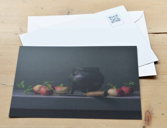 Stilleven met meirapen en bodemvondst